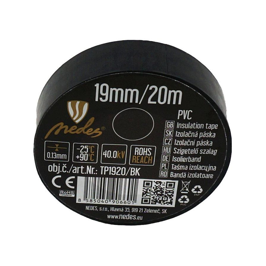 Izolačná páska 19mm/20m čierna -TP1920/BK