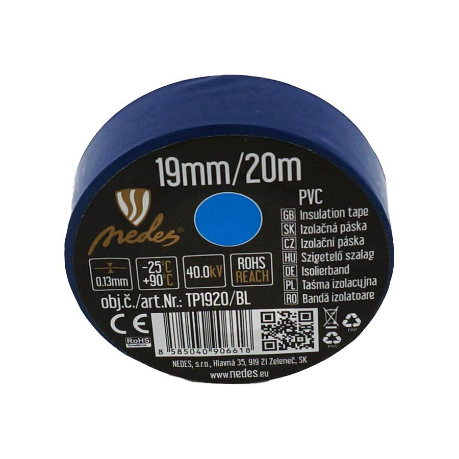 Izolačná páska 19mm/20m modrá -TP1920/BL