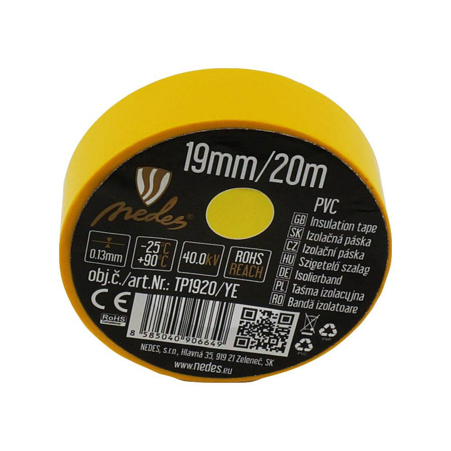 Izolačná páska 19mm/20m žltá -TP1920/YE