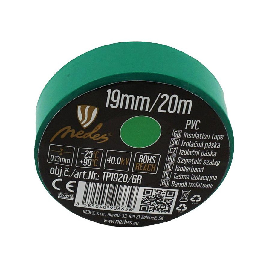 Izolačná páska 19mm/20m zelená -TP1920/GR