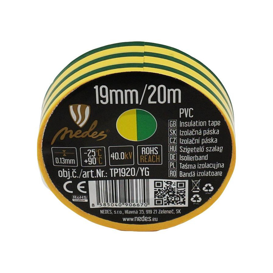 Izolačná páska 19mm/20m žlto/zelená -TP1920/YG