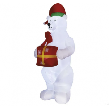 LED ľadový medveď s vianočným darčekom, nafukovací, 240 cm, vonk./vnút., studená biela ,Domov , najled, najled.sk, elektro, e...
