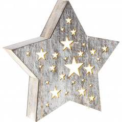 Drevená hviezda s hviezdičkami malá 1 LED RXL 347