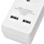 Predlžovací kábel 2 m / 3 zásuvky / s vypínačom / biely / PVC / s USB 2x/ 1,5 mm2